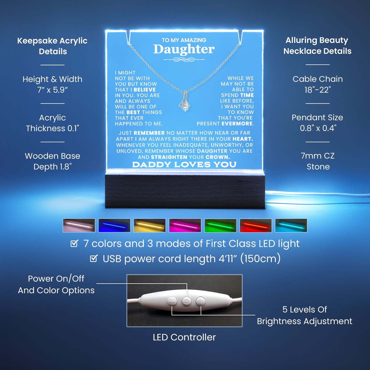 To My Amazing Daughter Daddy Loves You Keepsake Acrylic Bundle.