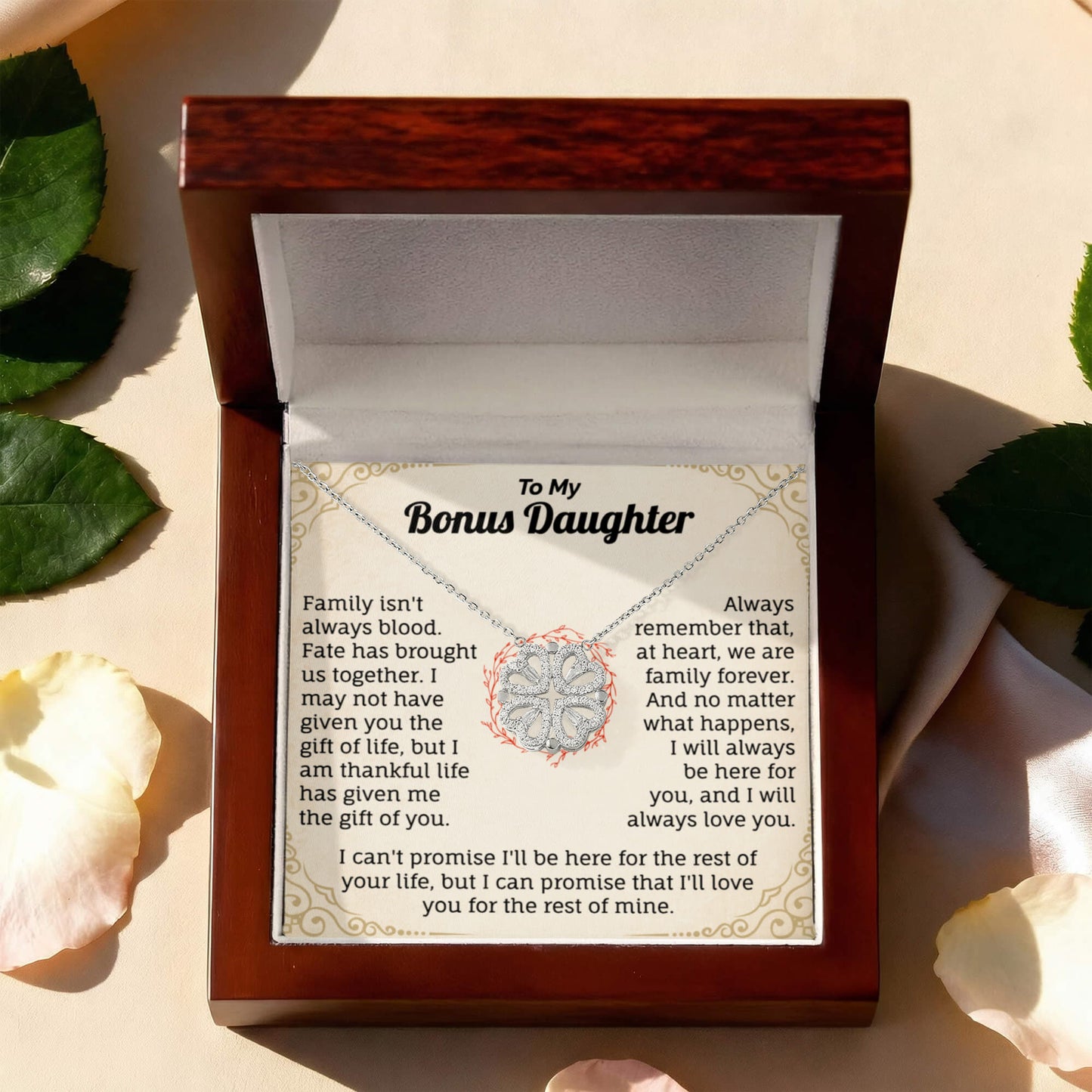 To My Bonus Daughter Magnetic Hearts Necklace.