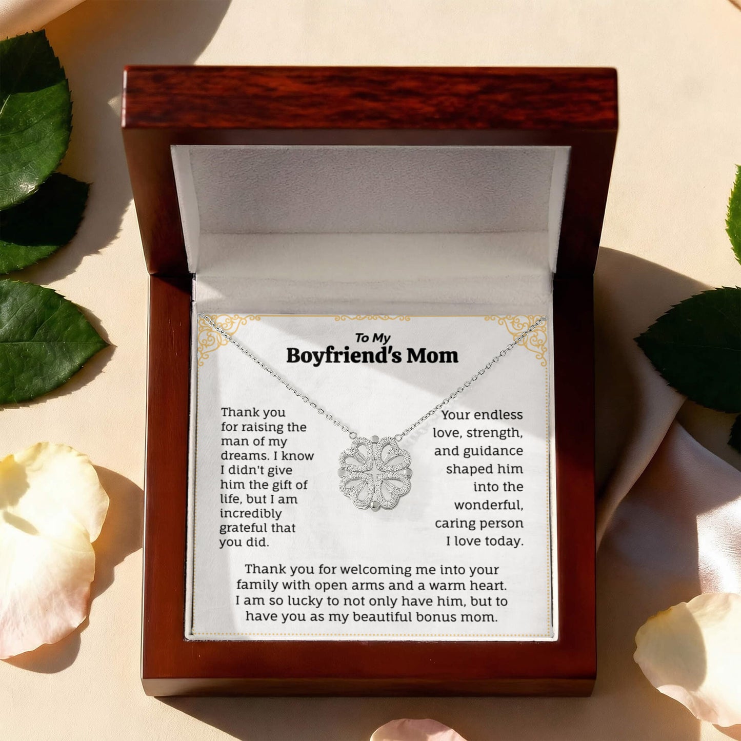 To My Beautiful Bonus Mom: Sentiment Necklace & Card Set