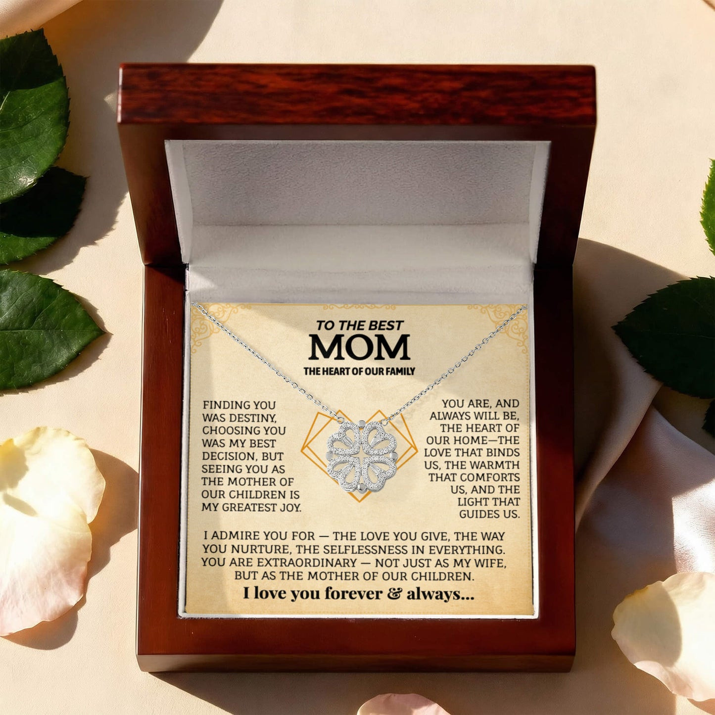 To The Best Mom Magnetic Hearts Necklace.