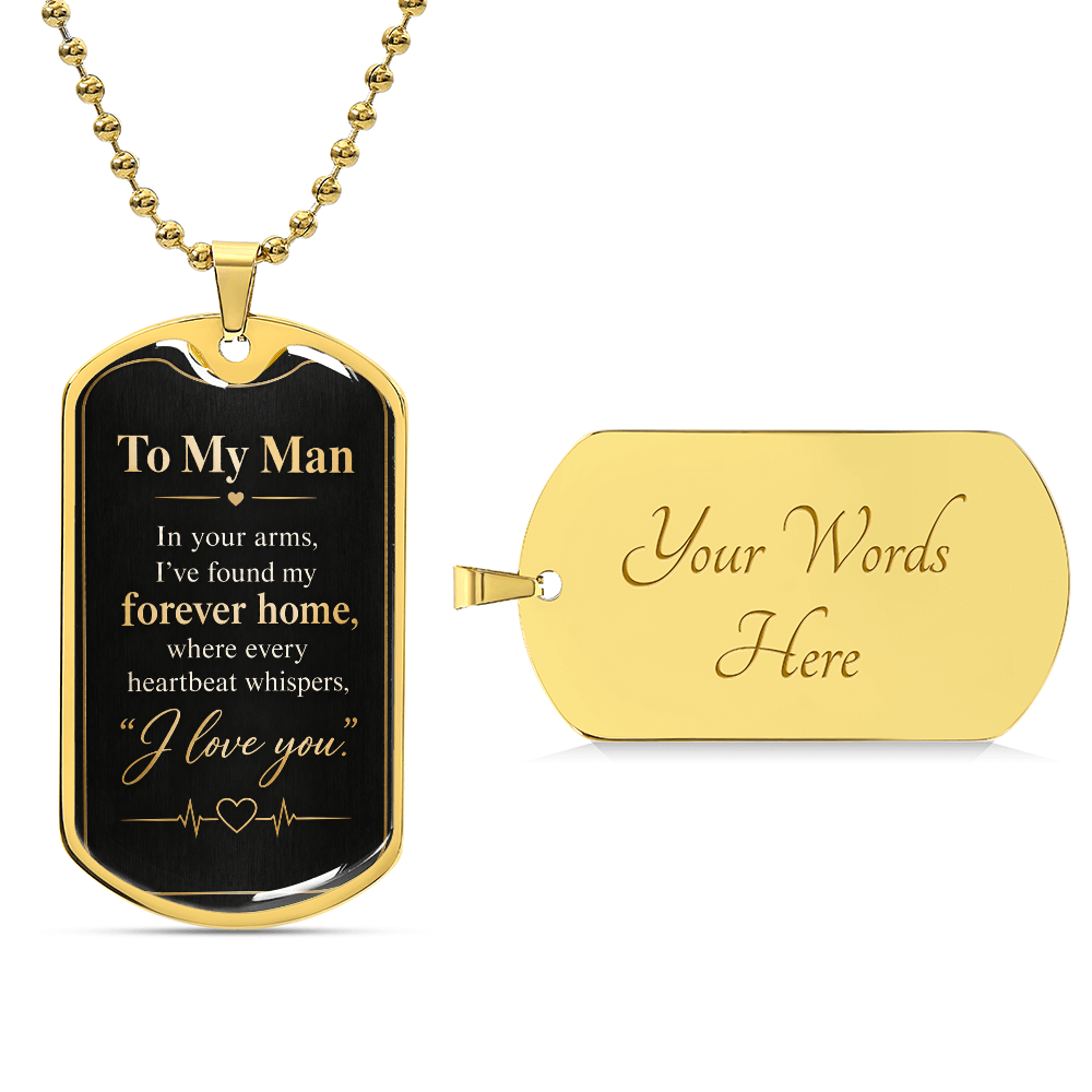 To My Man Dog Tag Necklace