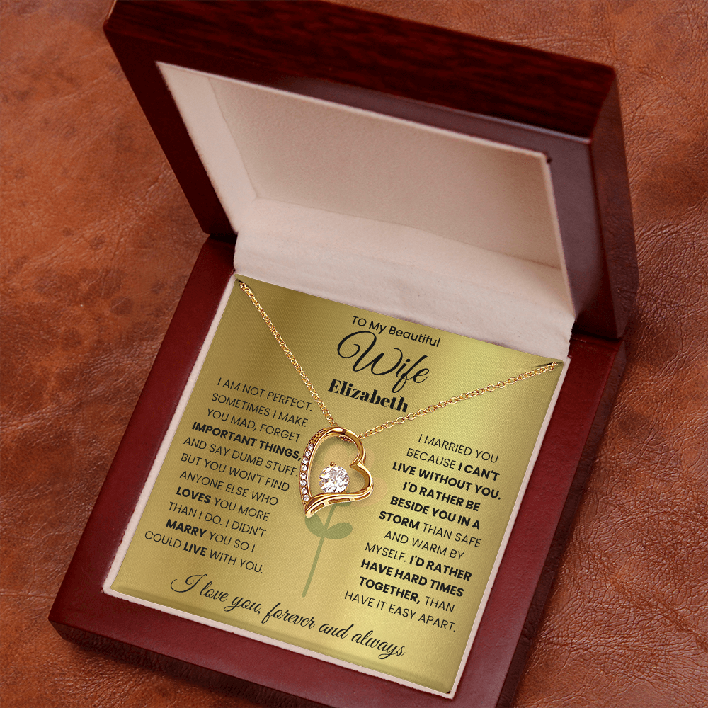 To My Beautiful Wife Personalized Name Necklace.