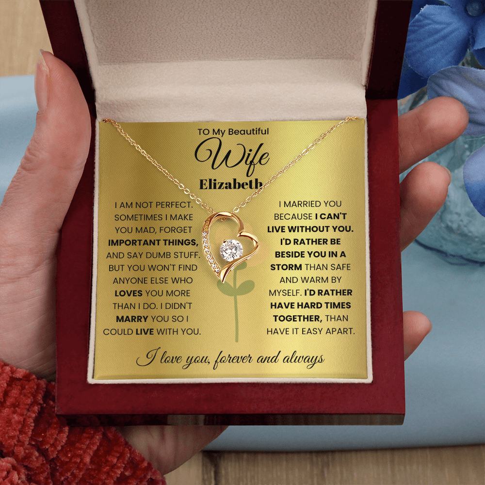 To My Beautiful Wife Personalized Name Necklace.