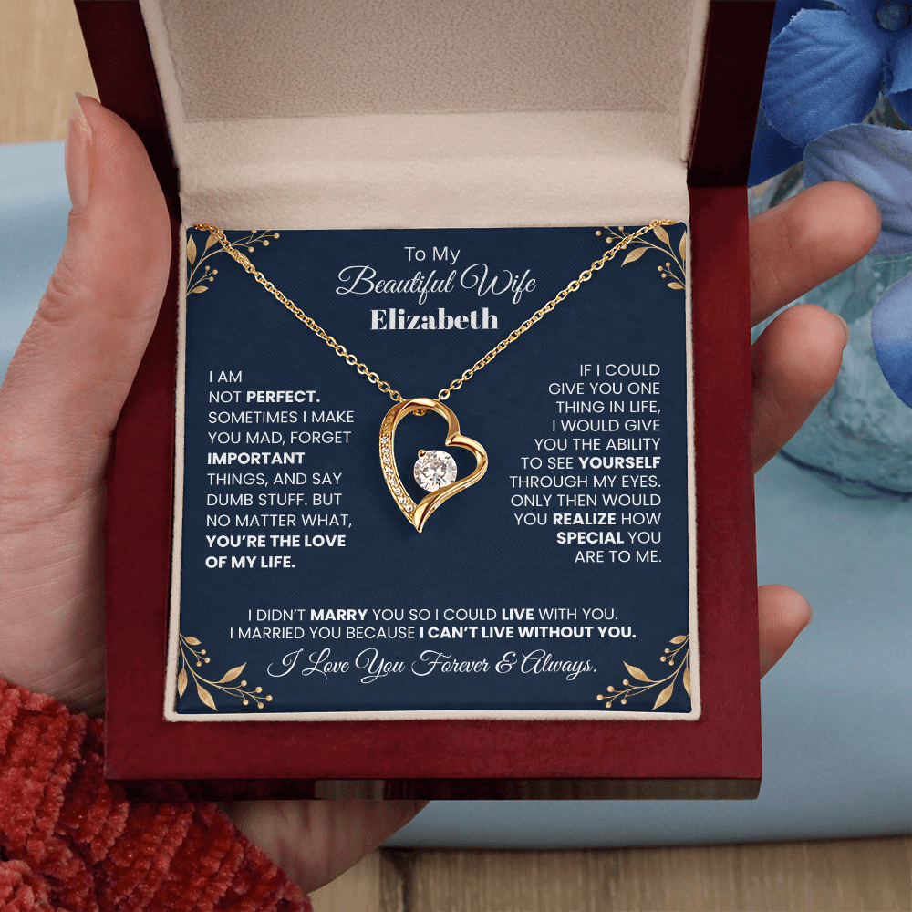 To My Beautiful Wife Personalized Name Necklace.