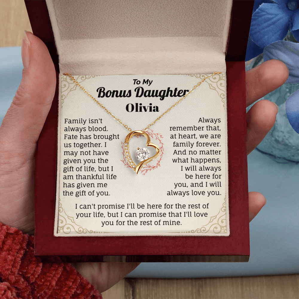 To My Bonus Daughter Personalized Name Necklace.