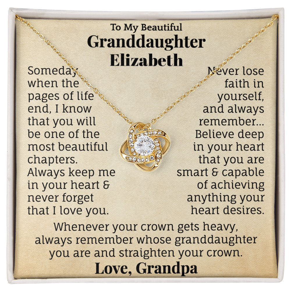 To My Beautiful Granddaughter Personalized Name Necklace.