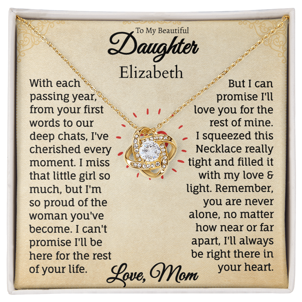 To My Beautiful Daughter Personalized Name Necklace from Mom.