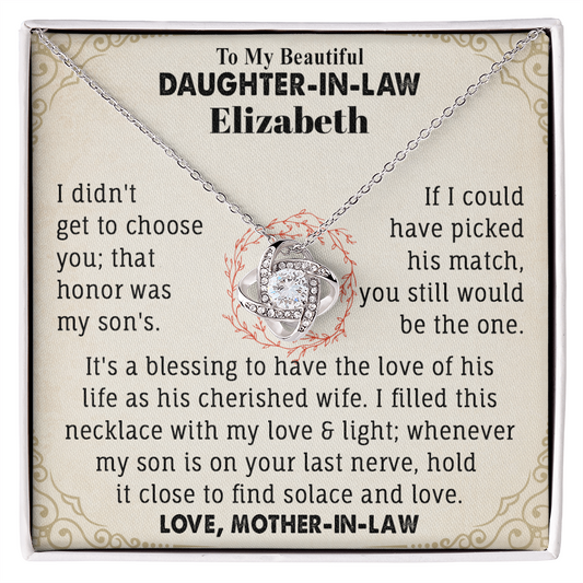 To My Beautiful Daughter-In-Law Personalized Name Necklace.