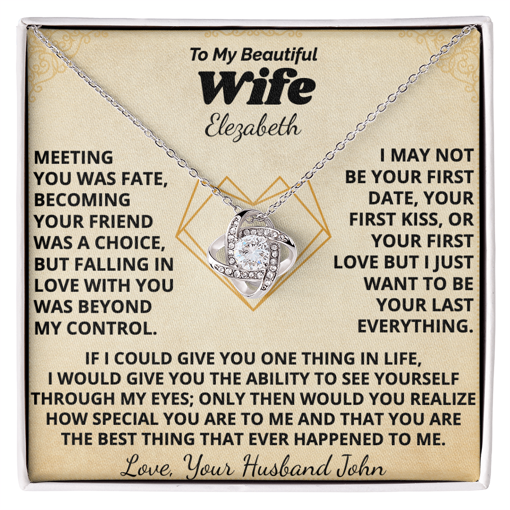 To My Beautiful Wife Personalized Name and Signature Necklace.