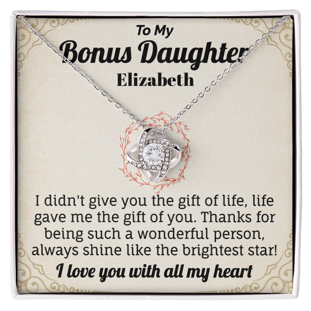 To My Bonus Daughter I Love You With All My Heart Personalized Necklace.