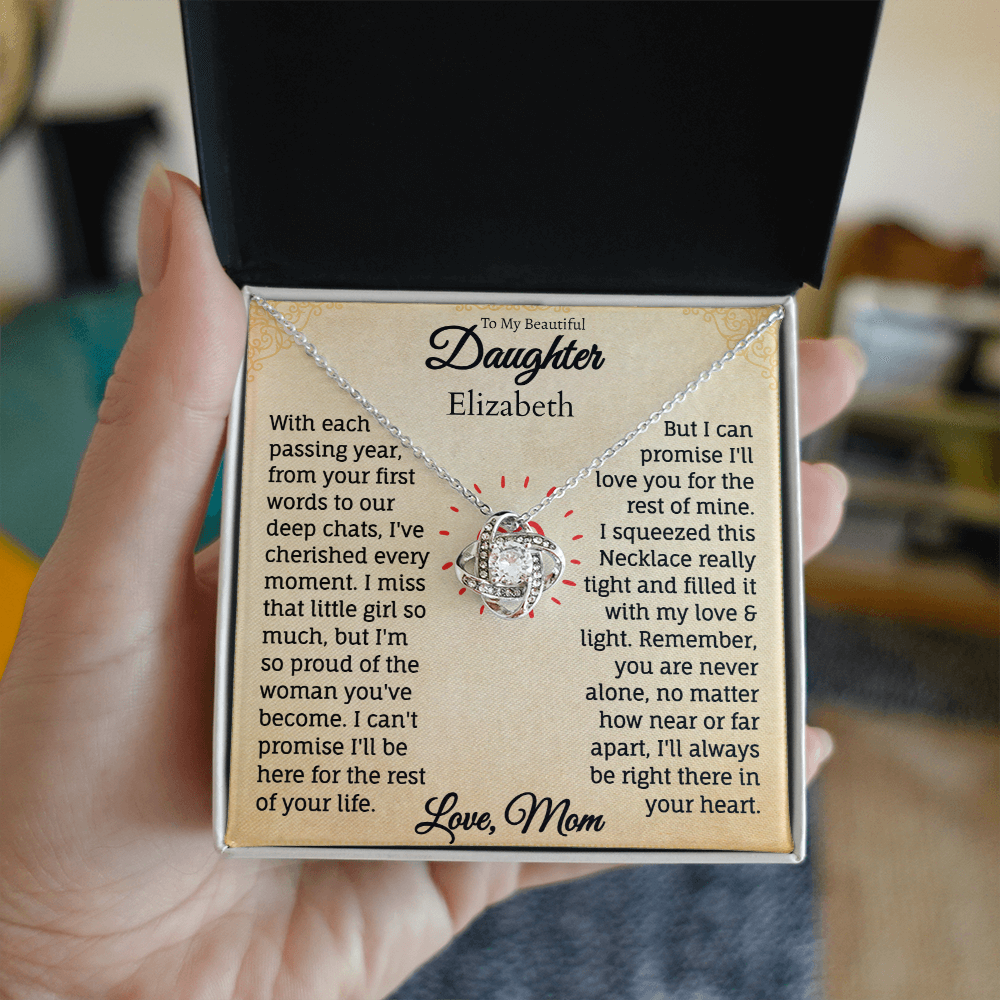 To My Beautiful Daughter Personalized Name Necklace from Mom.