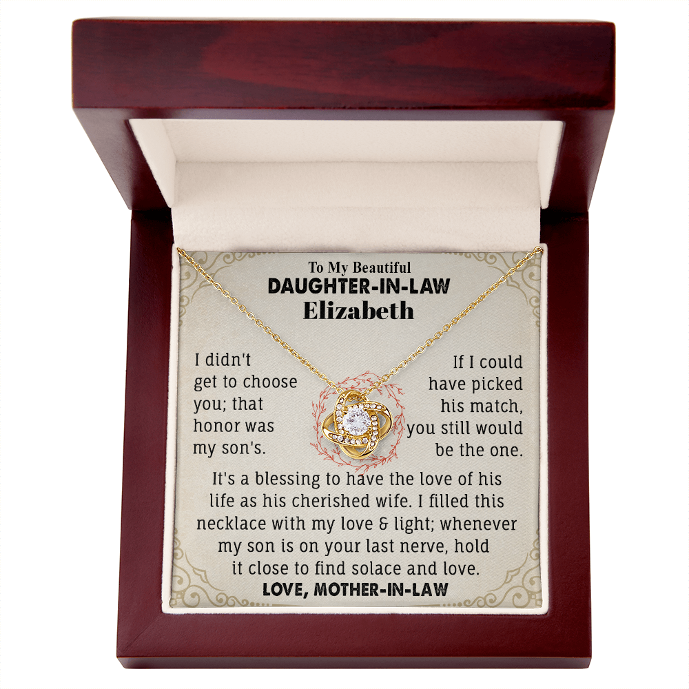 To My Beautiful Daughter-In-Law Personalized Name Necklace.