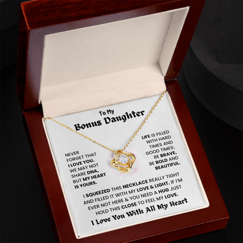 To My Bonus Daughter, I Love You With All My Heart necklace.