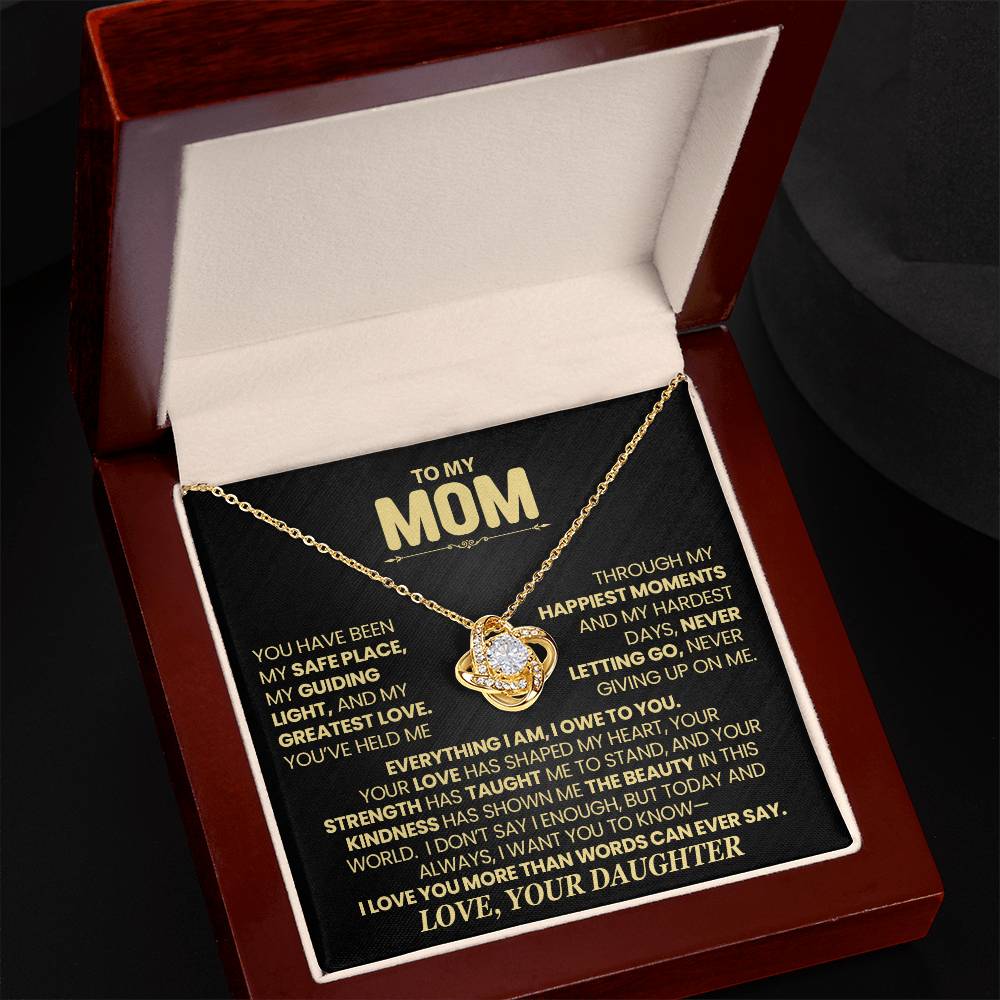 A Mother's Love, Forever Cherished – Elegant Knot Necklace Gift From Daughter.