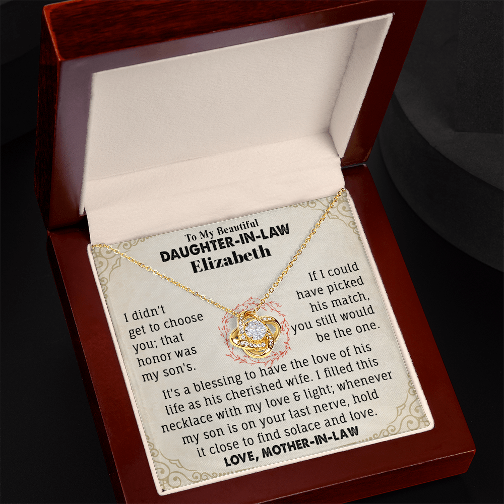 To My Beautiful Daughter-In-Law Personalized Name Necklace.