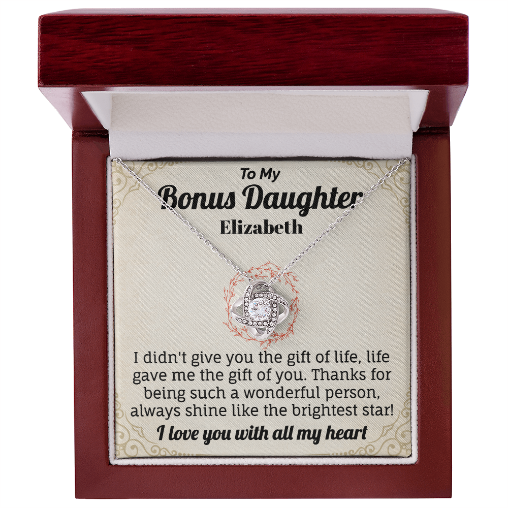 To My Bonus Daughter I Love You With All My Heart Personalized Necklace.