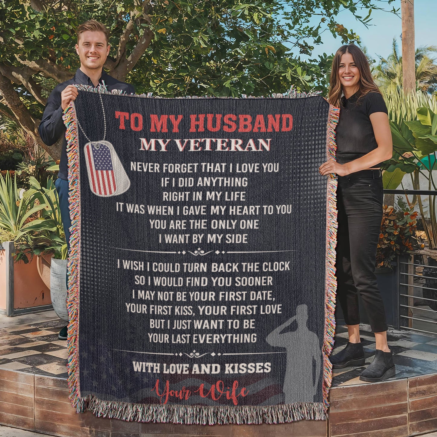 To My Veteran Heirloom Artwork Woven Blanket.