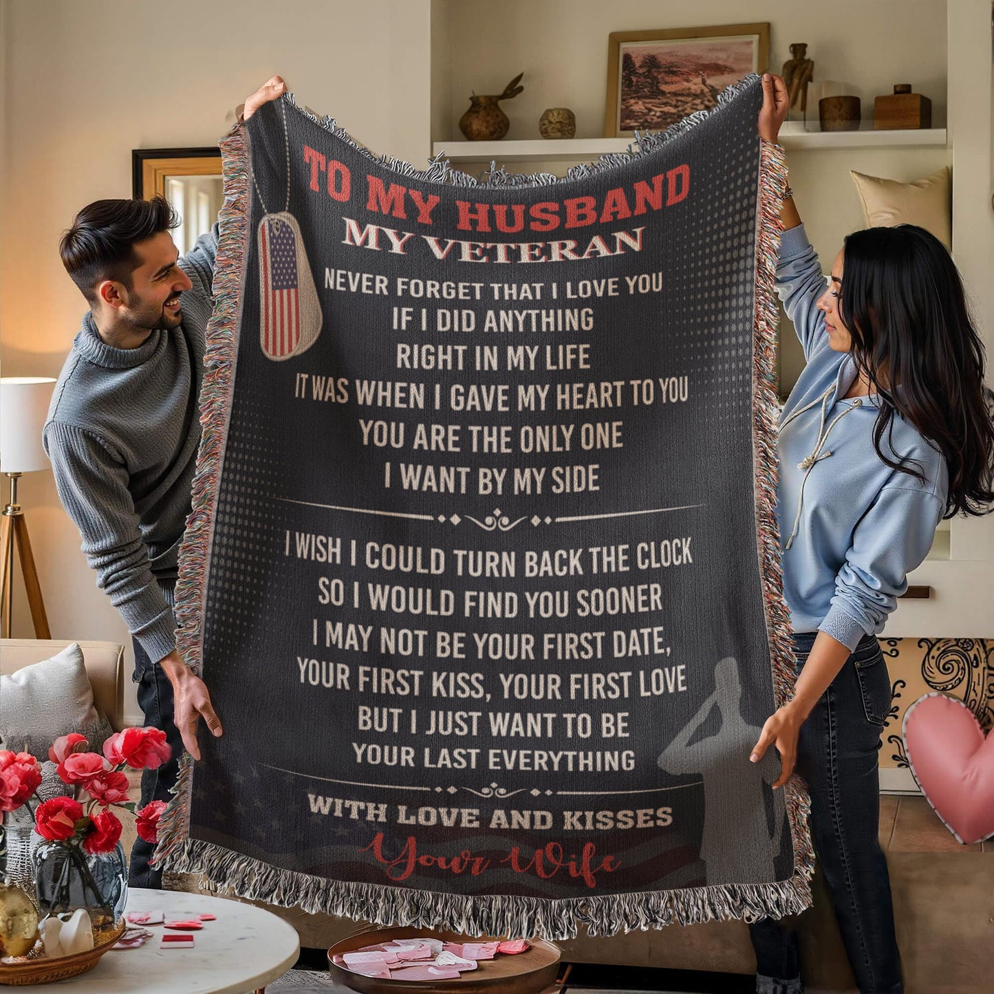 To My Veteran Heirloom Artwork Woven Blanket.