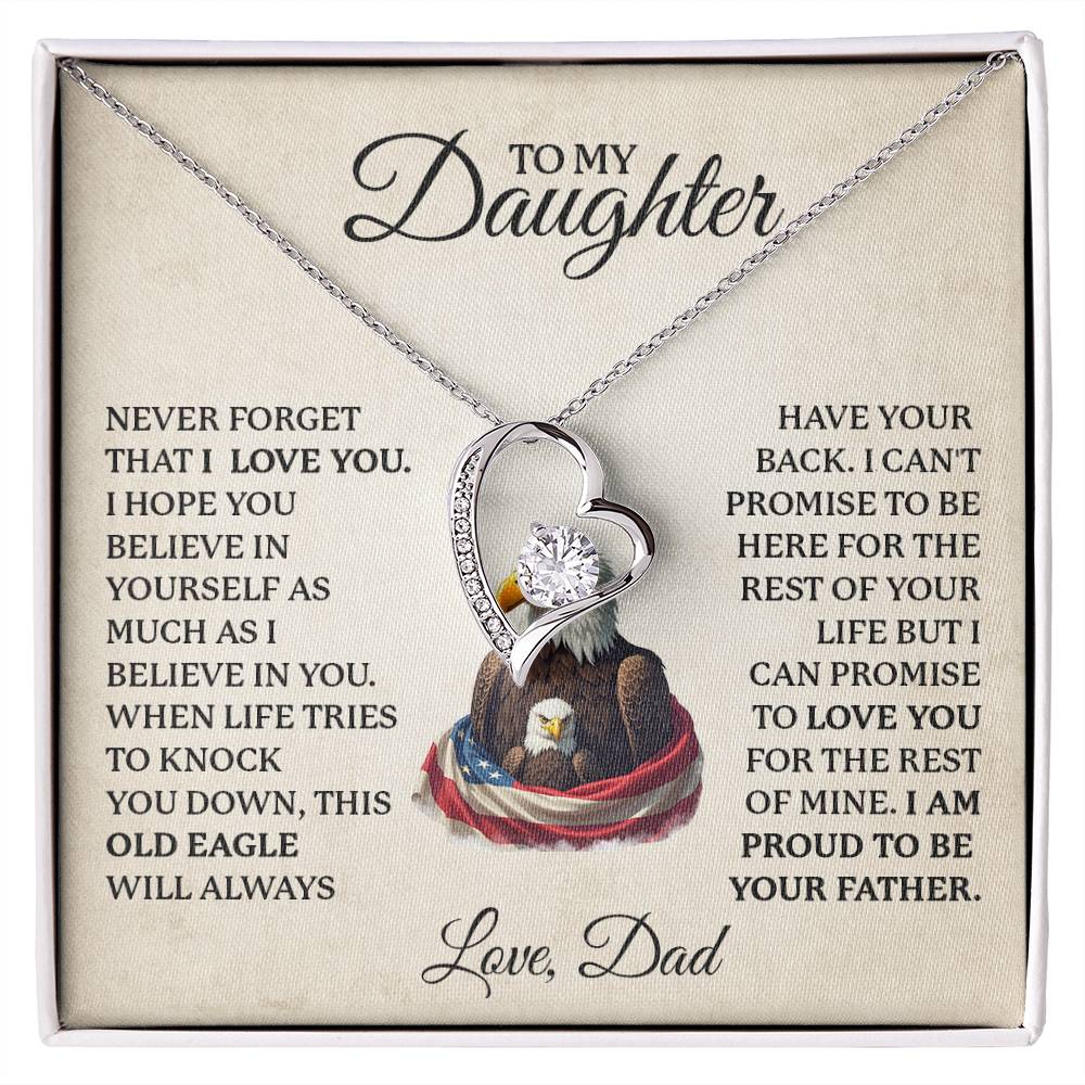 To My Daughter Necklace – 925 Sterling Silver Pendant, Adjustable Chain, Gift From Dad