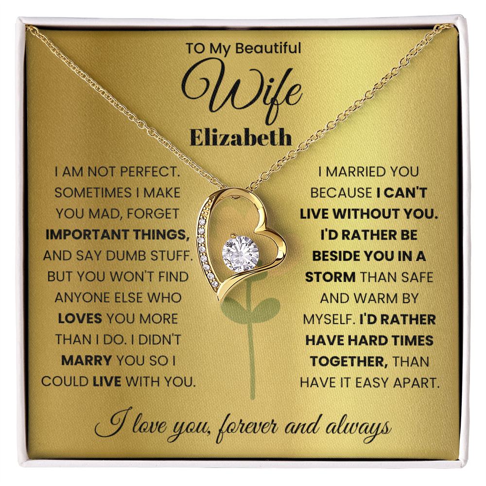 To My Beautiful Wife Personalized Name Necklace.