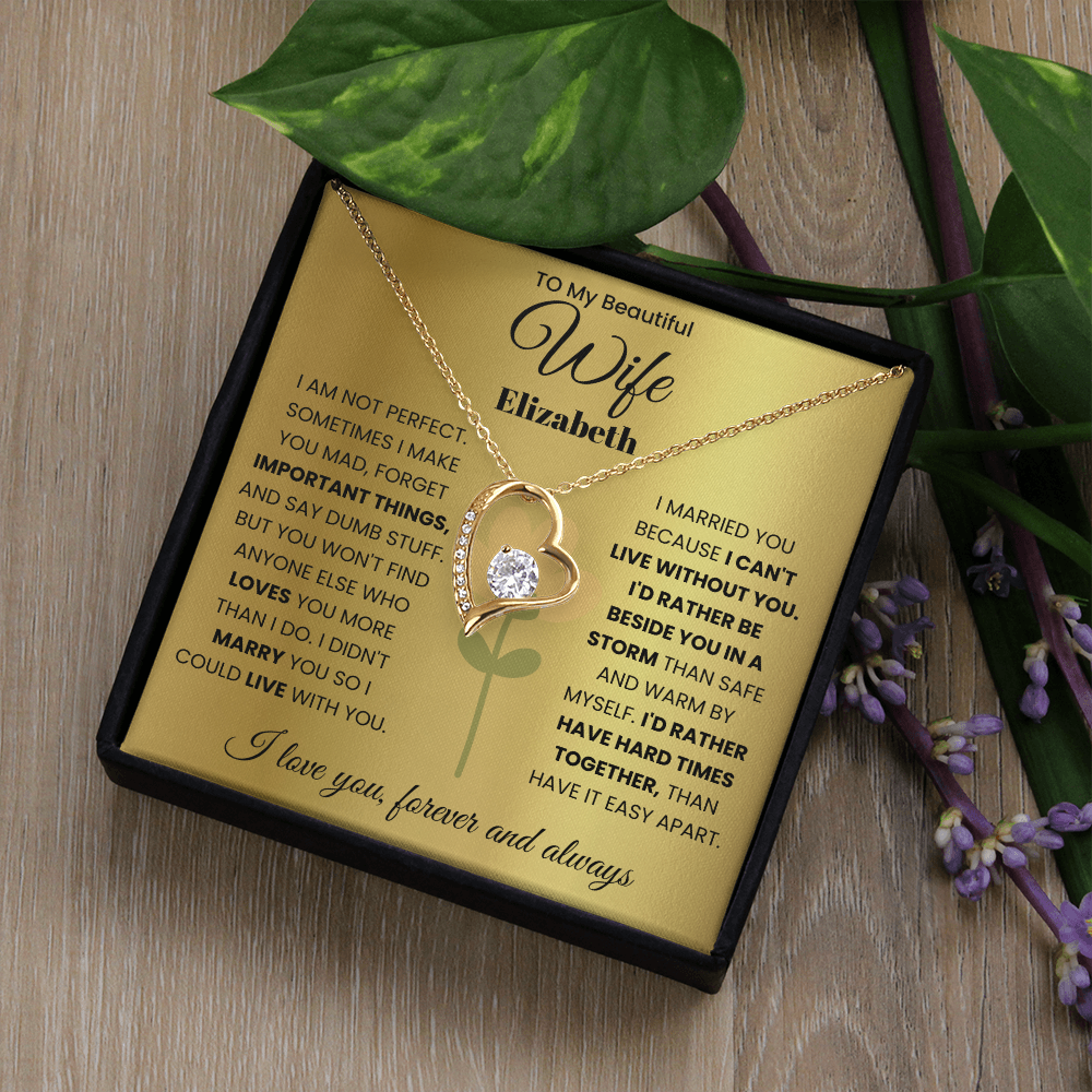 To My Beautiful Wife Personalized Name Necklace.