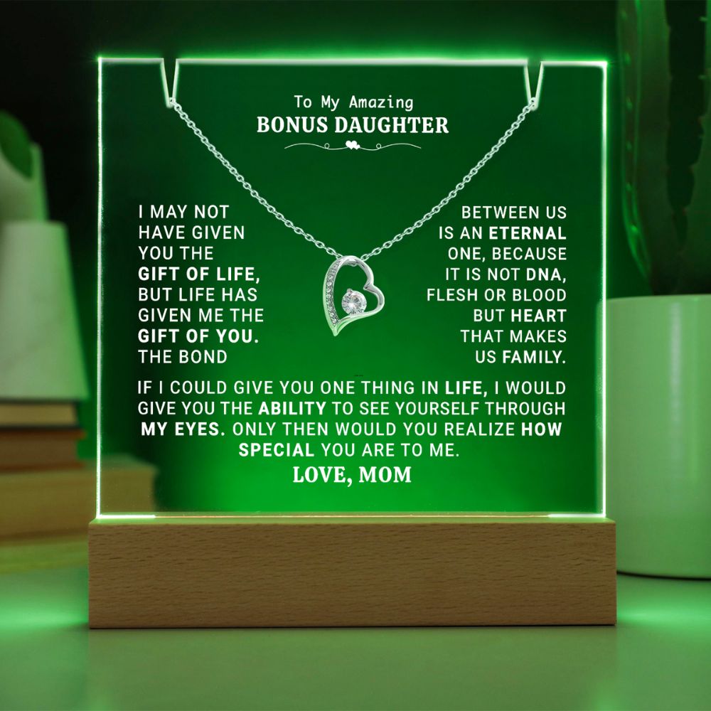 To My Bonus Daughter | HEART MAKES US FAMILY | KEEPSAKE ACRYLIC BUNDLE.