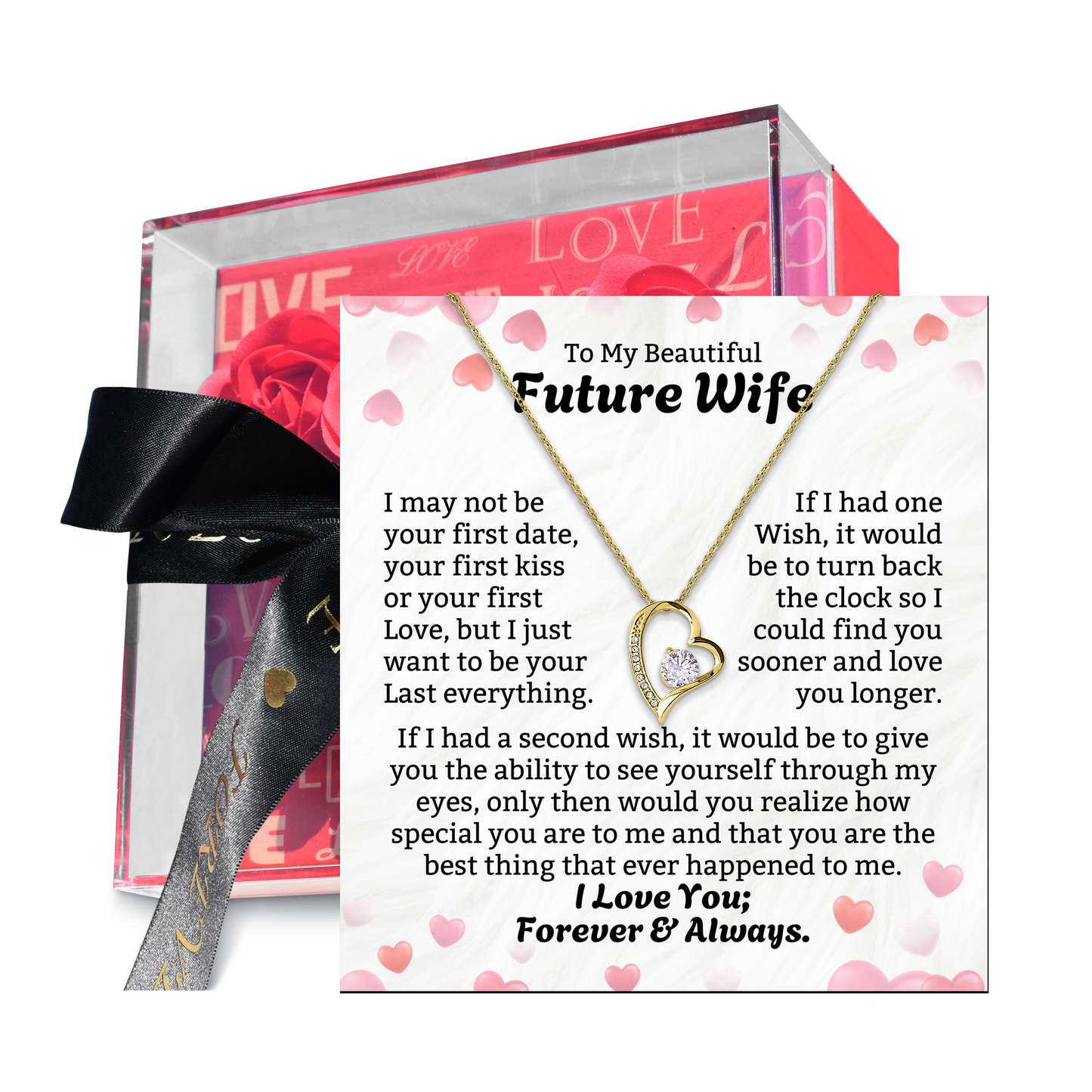 To My Future Wife Necklace With Luxury 10 Roses Box.