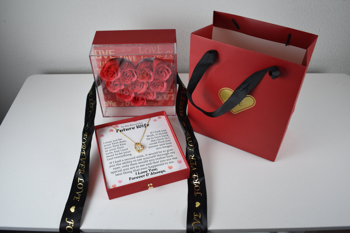 To My Future Wife Necklace With Luxury 10 Roses Box.