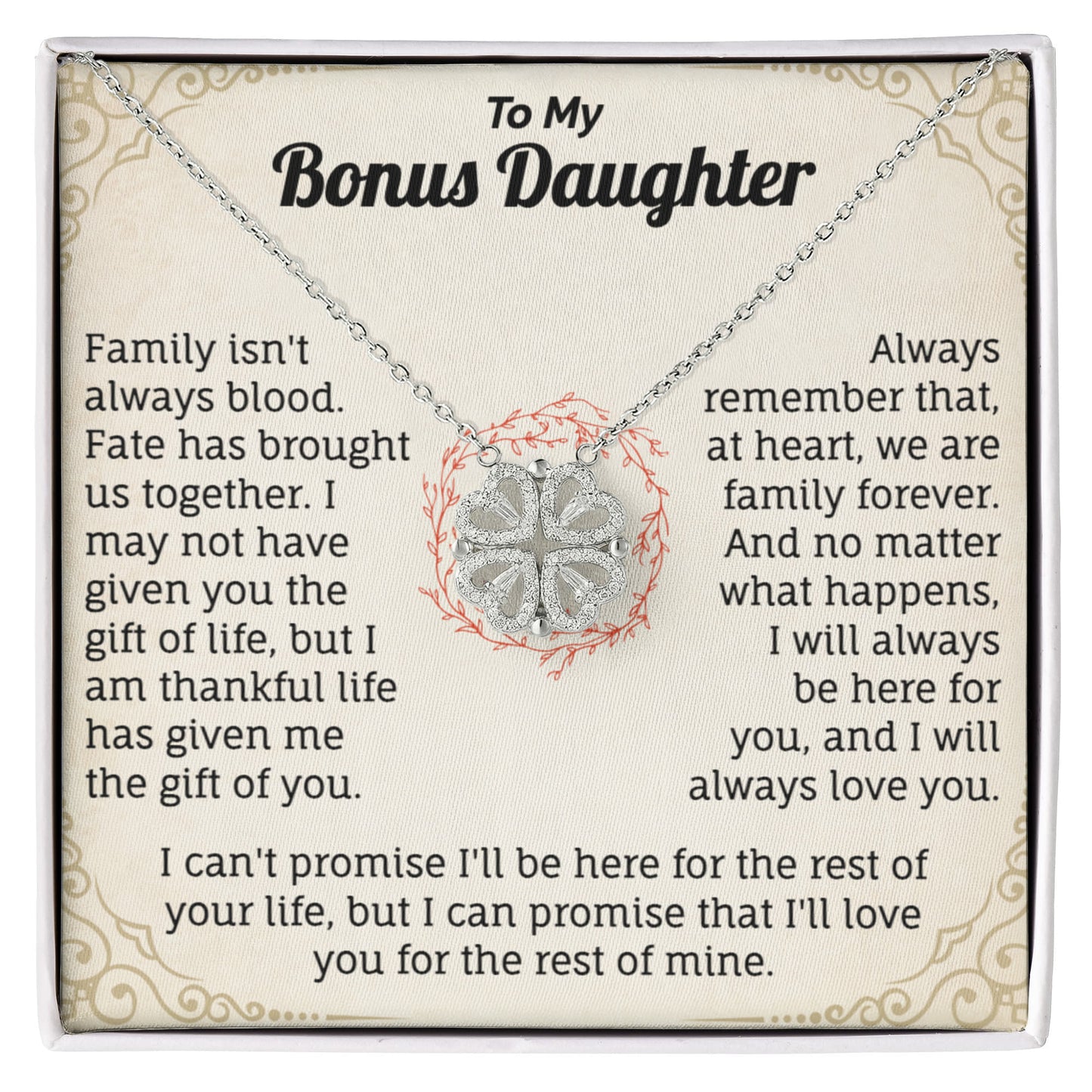 To My Bonus Daughter Magnetic Hearts Necklace.
