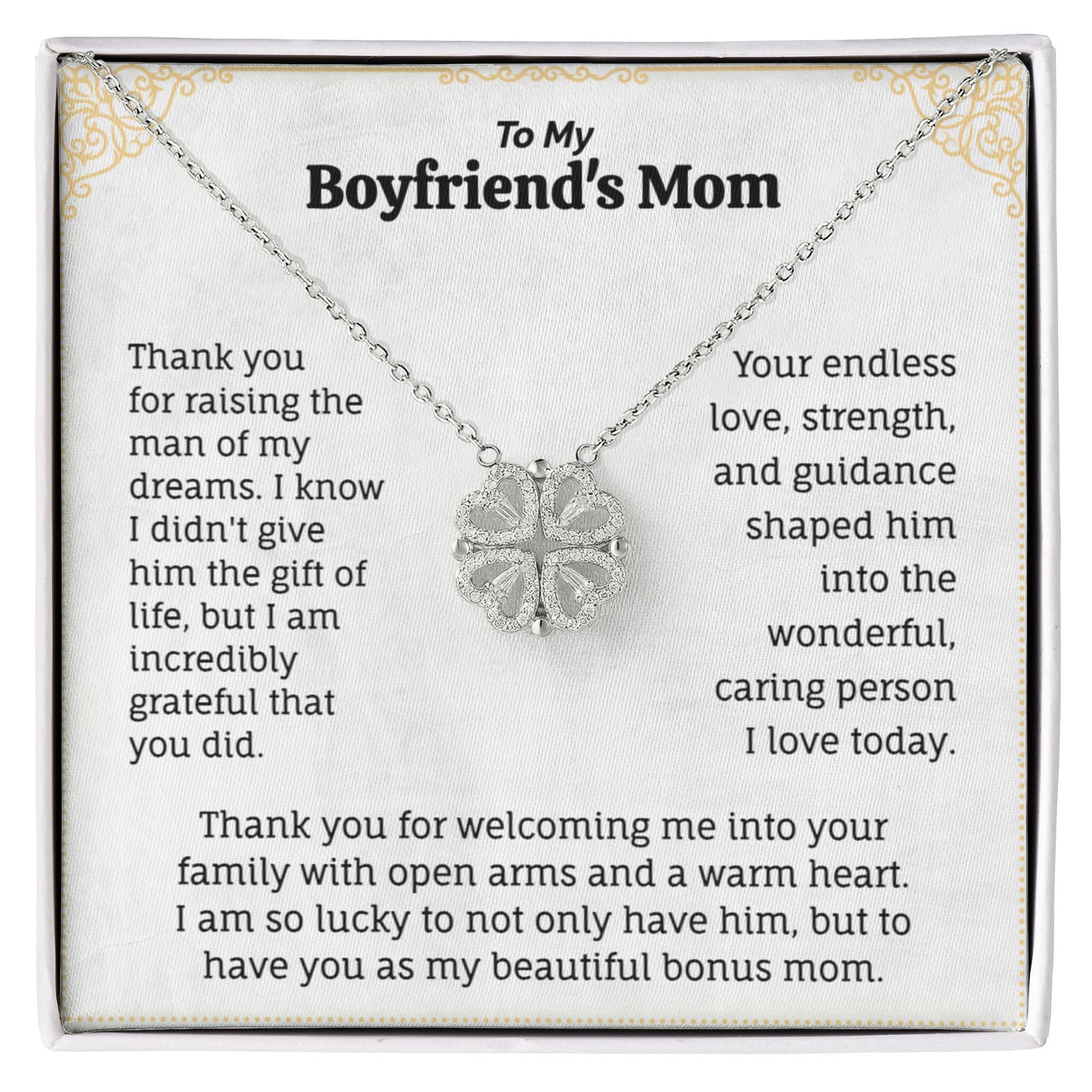 To My Beautiful Bonus Mom: Sentiment Necklace & Card Set