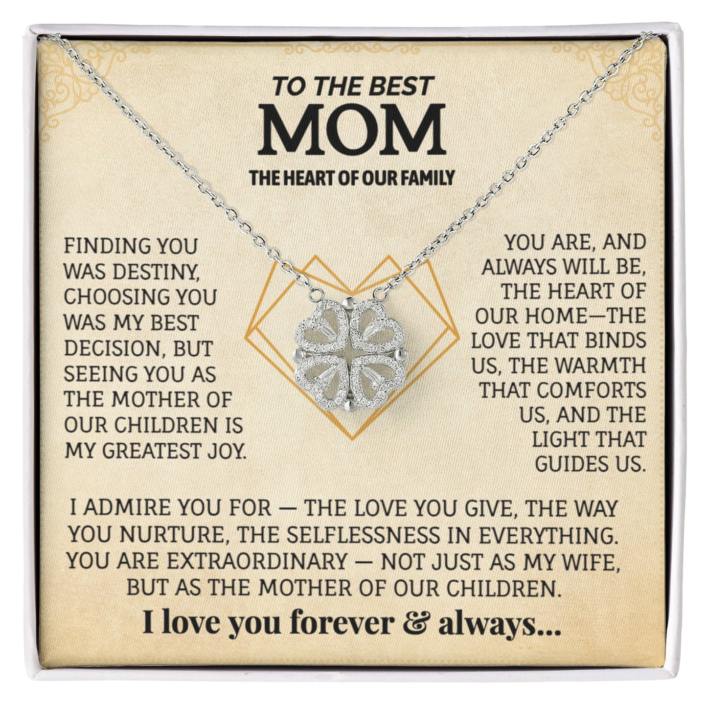 To The Best Mom Magnetic Hearts Necklace.
