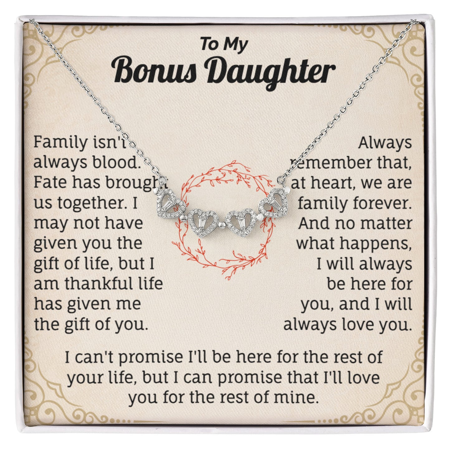 To My Bonus Daughter Magnetic Hearts Necklace.