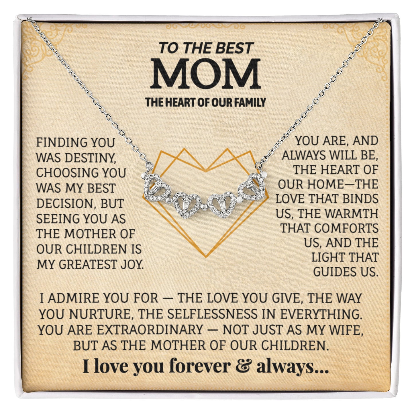 To The Best Mom Magnetic Hearts Necklace.