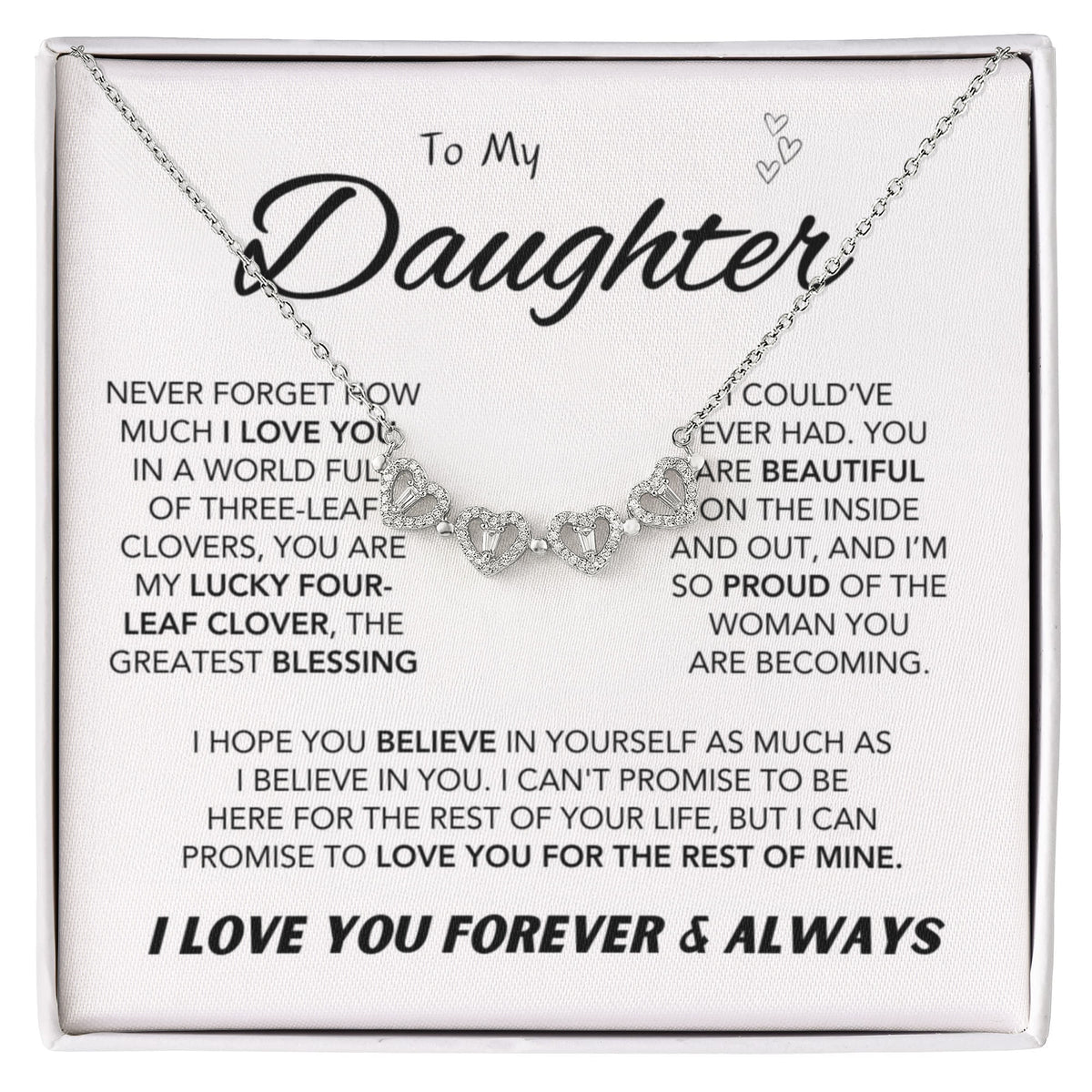 To My Daughter Magnetic Hearts Necklace.