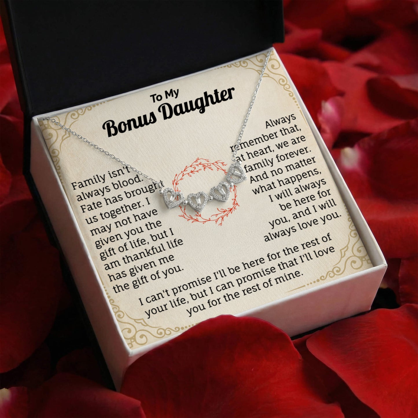 To My Bonus Daughter Magnetic Hearts Necklace.