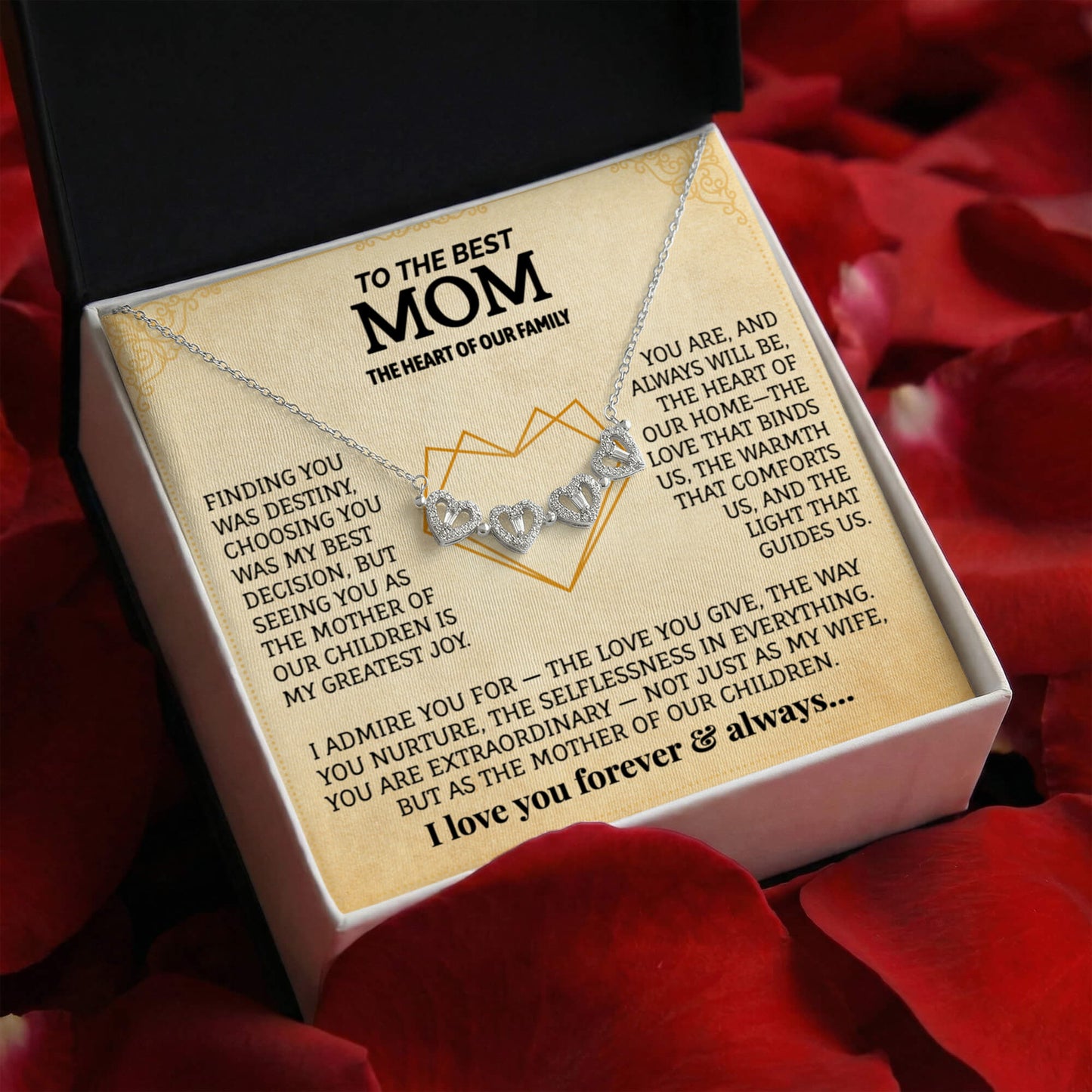 To The Best Mom Magnetic Hearts Necklace.
