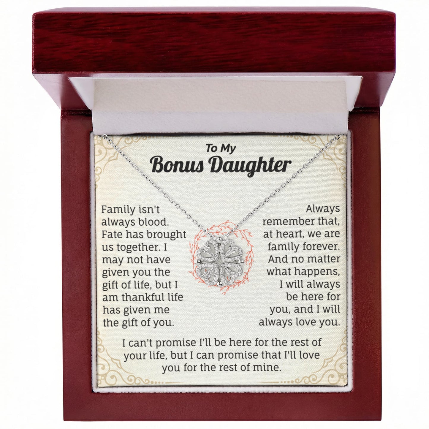 To My Bonus Daughter Magnetic Hearts Necklace.