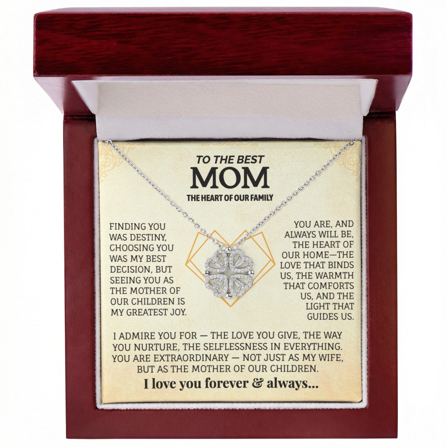 To The Best Mom Magnetic Hearts Necklace.