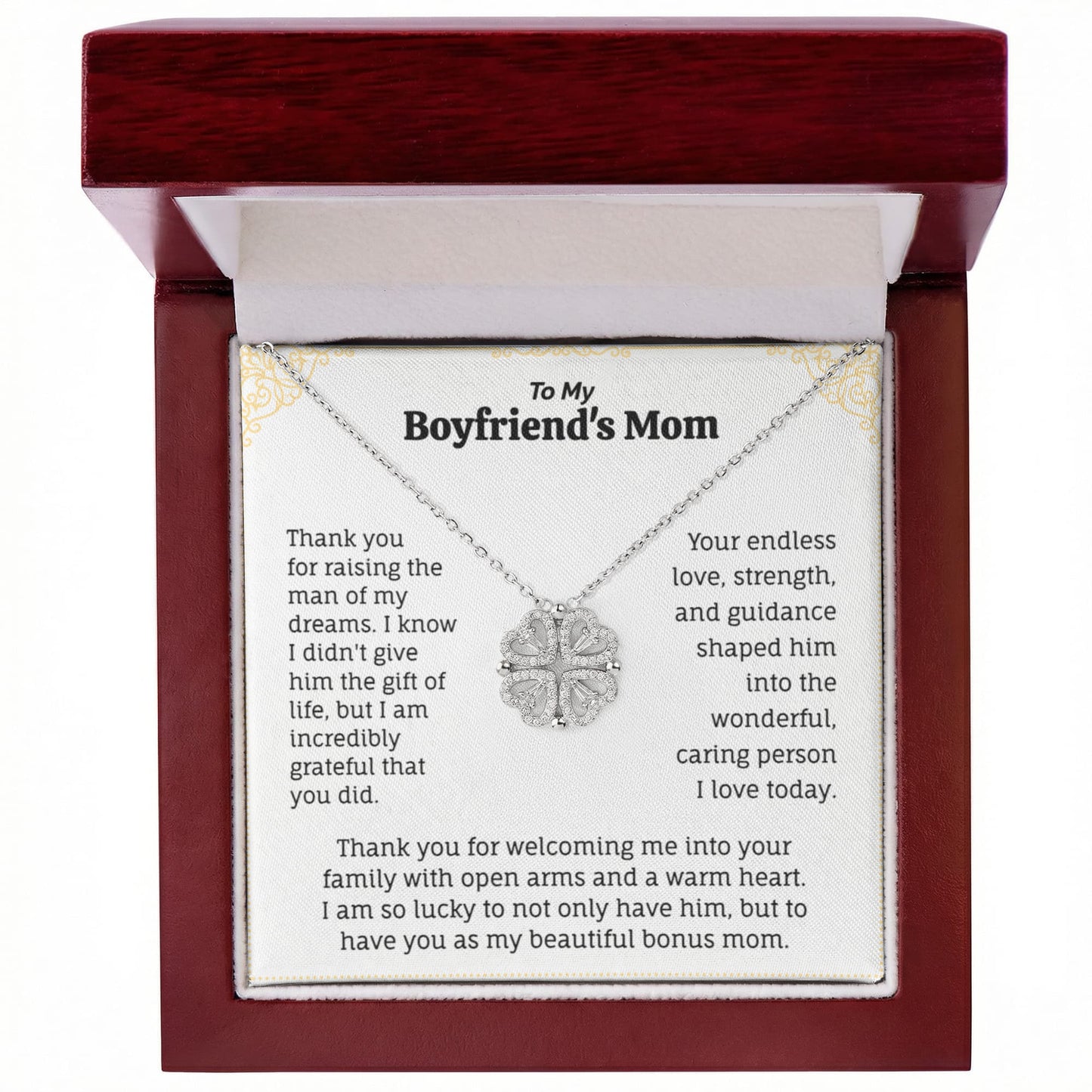 To My Beautiful Bonus Mom: Sentiment Necklace & Card Set