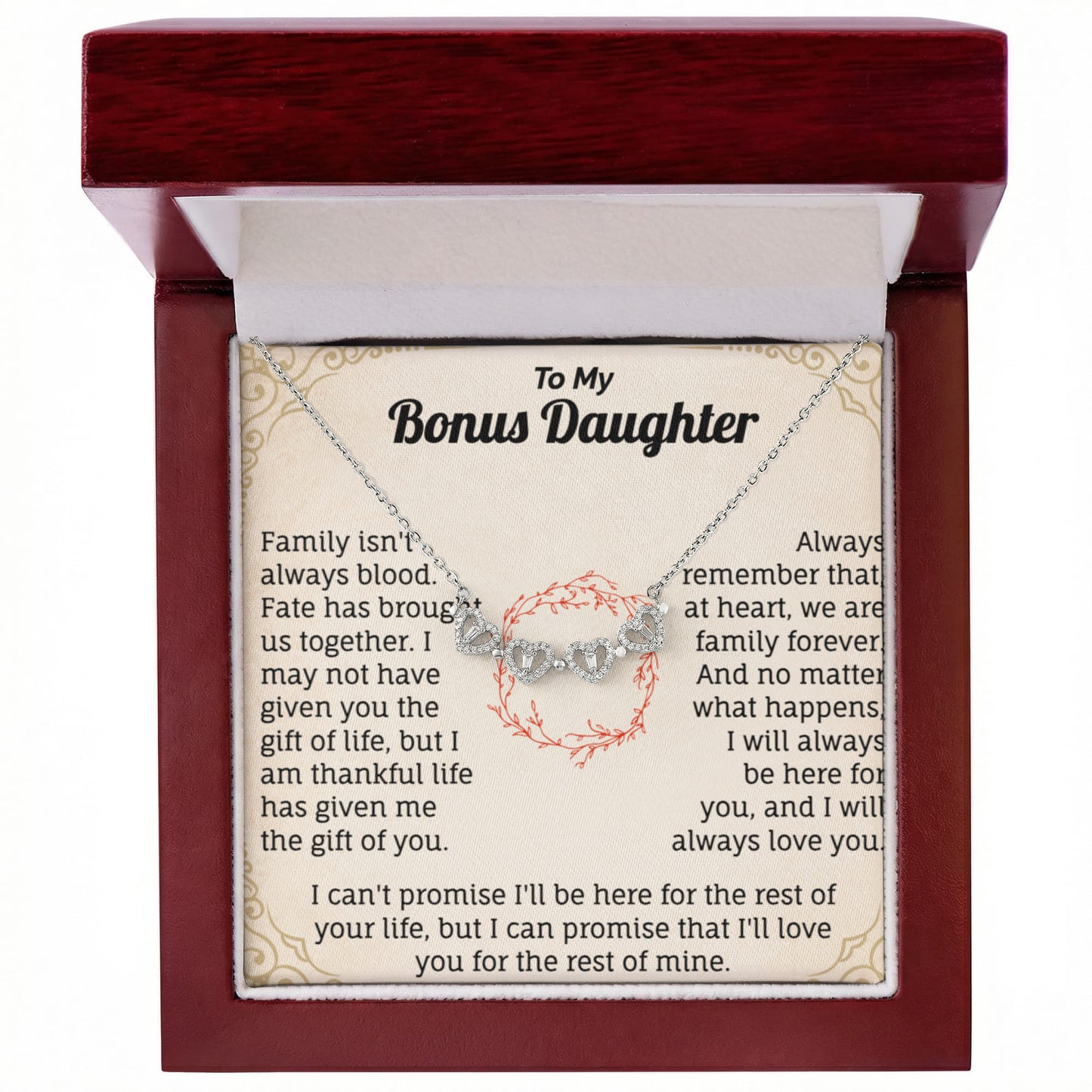 To My Bonus Daughter Magnetic Hearts Necklace.