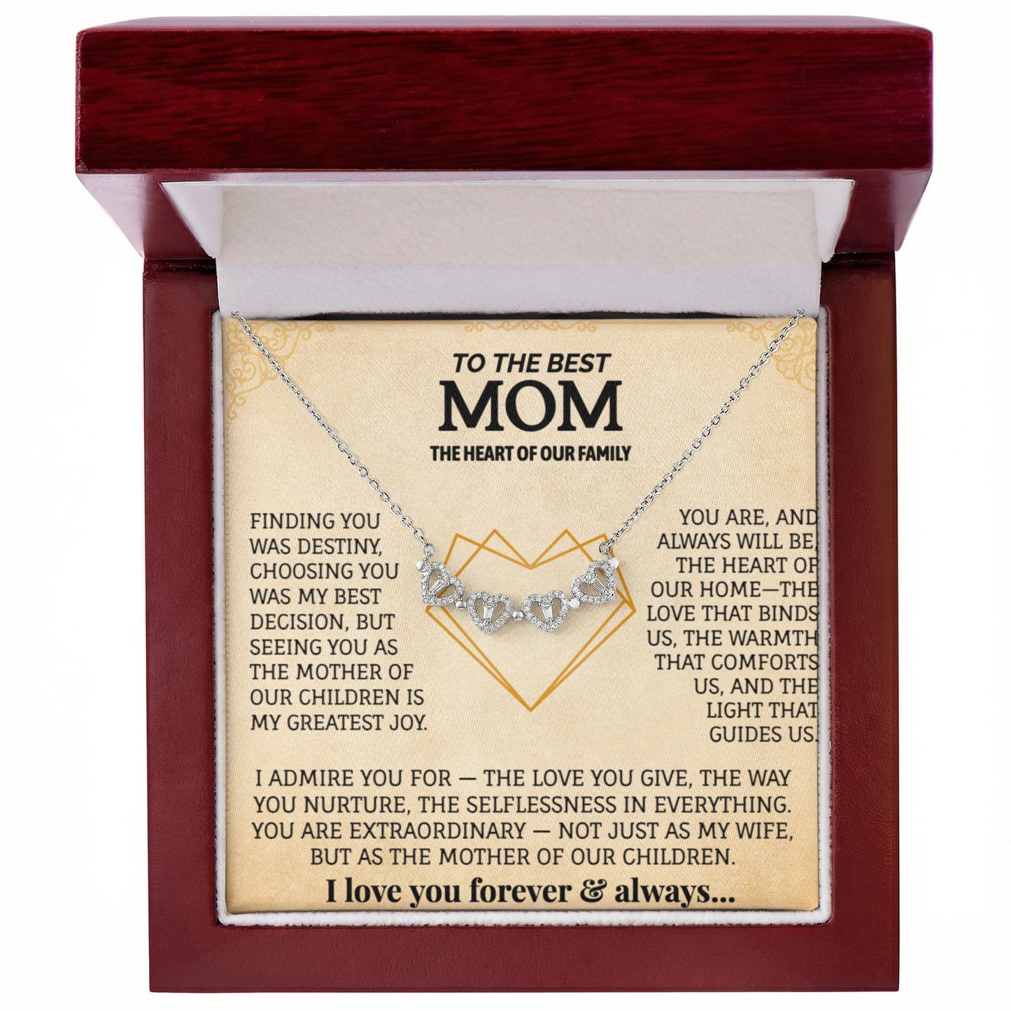 To The Best Mom Magnetic Hearts Necklace.