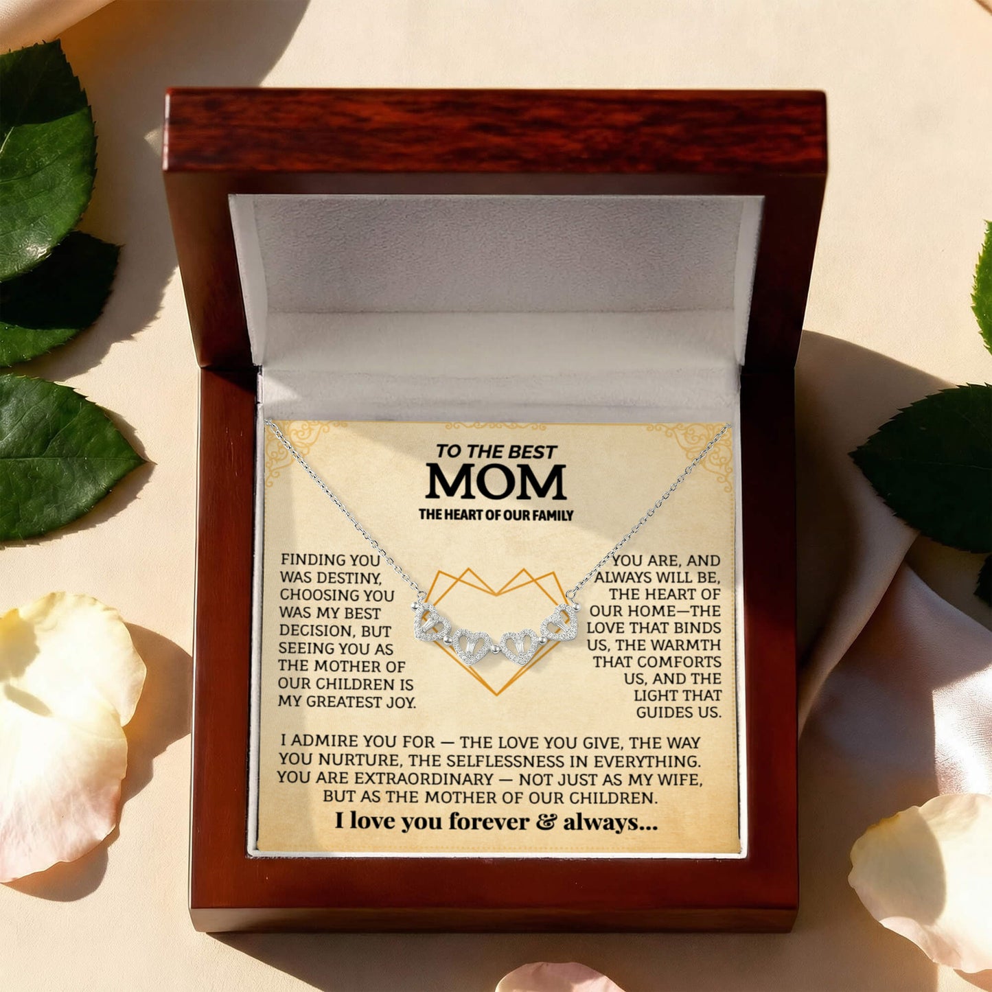 To The Best Mom Magnetic Hearts Necklace.