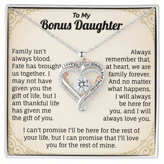 To My Bonus Daughter Love You Always Necklace.