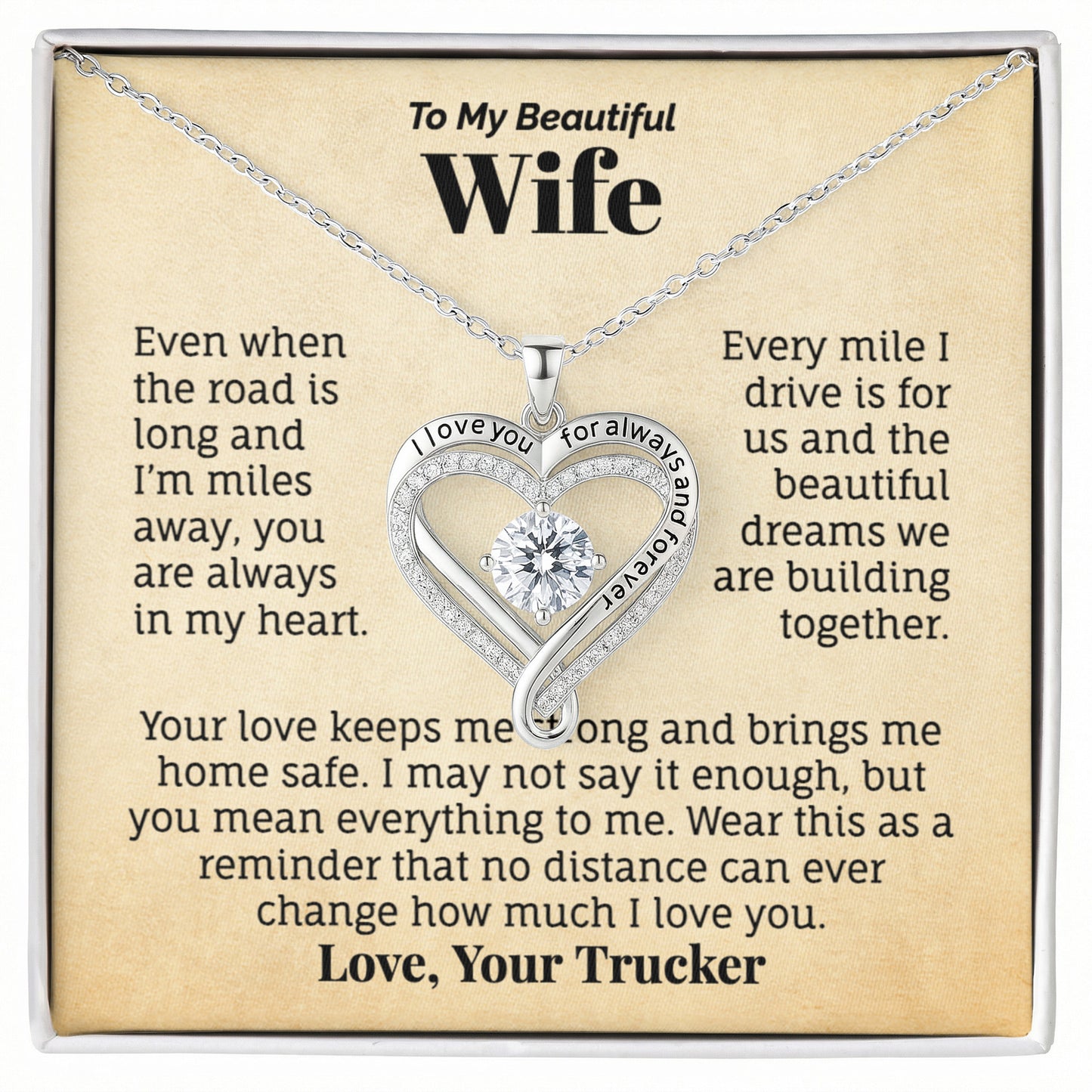 To My Beautiful Wife Necklace From Trucker.