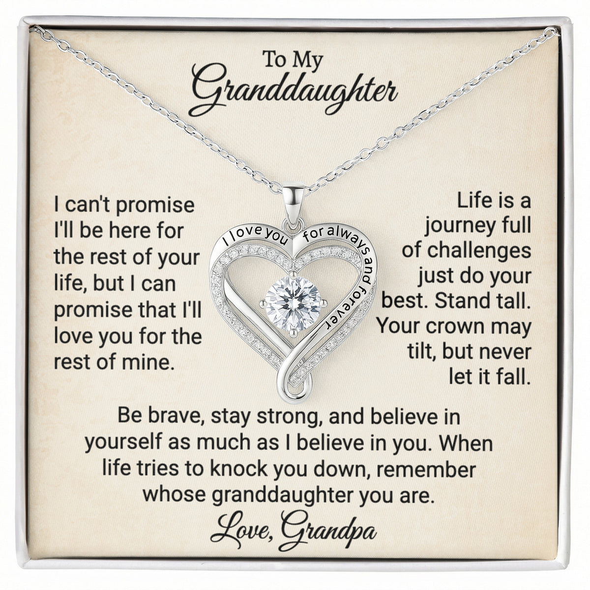 To My Granddaughter Love You Always Necklace.