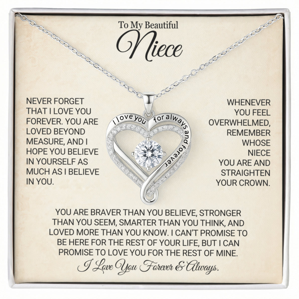 To My Beautiful Niece - Love You Always Necklace.