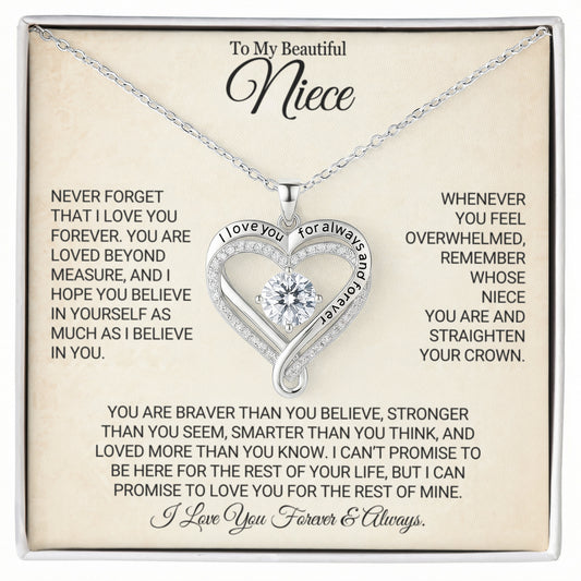 To My Beautiful Niece - Love You Always Necklace.