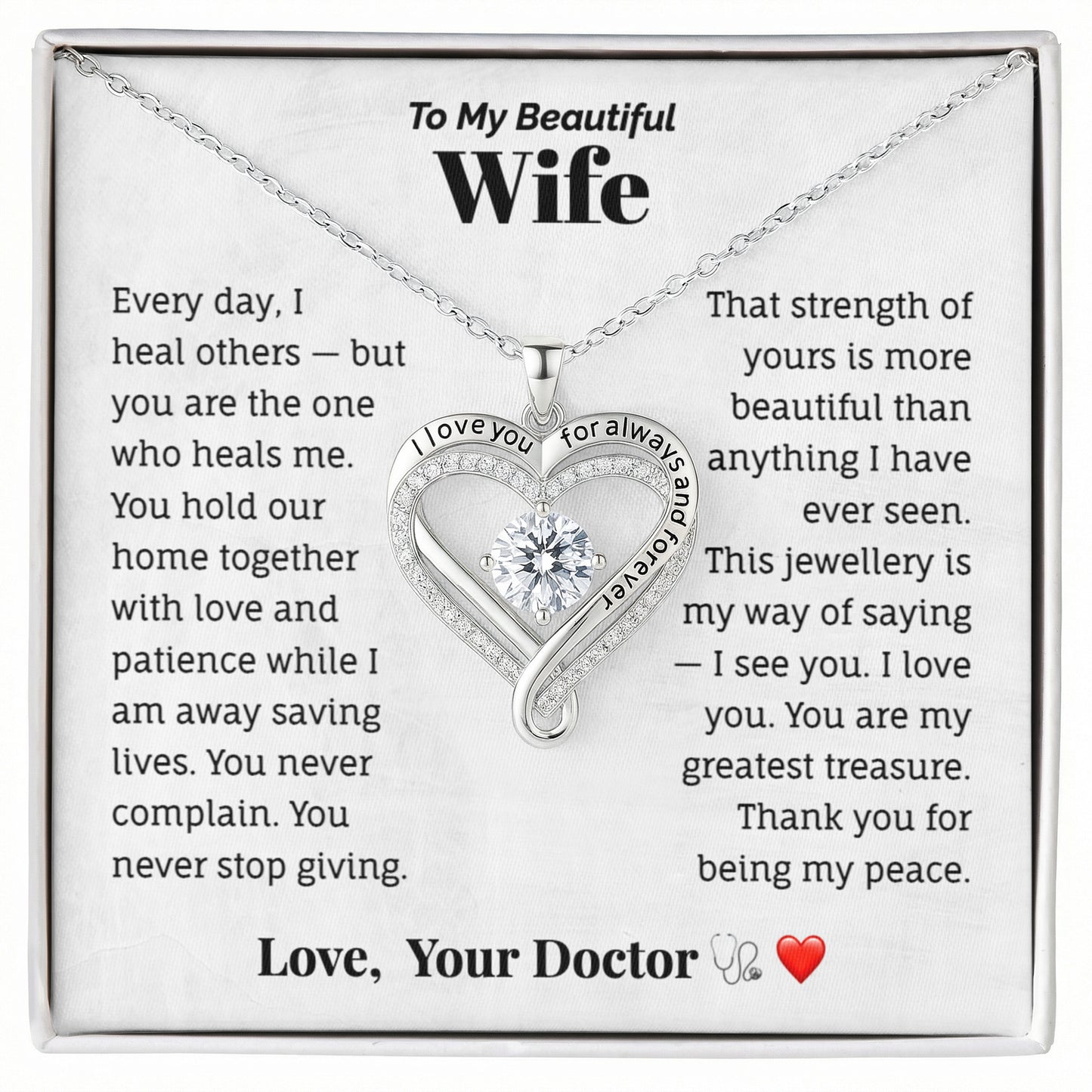 To My Beautiful Wife Necklace from Doctor Husband.