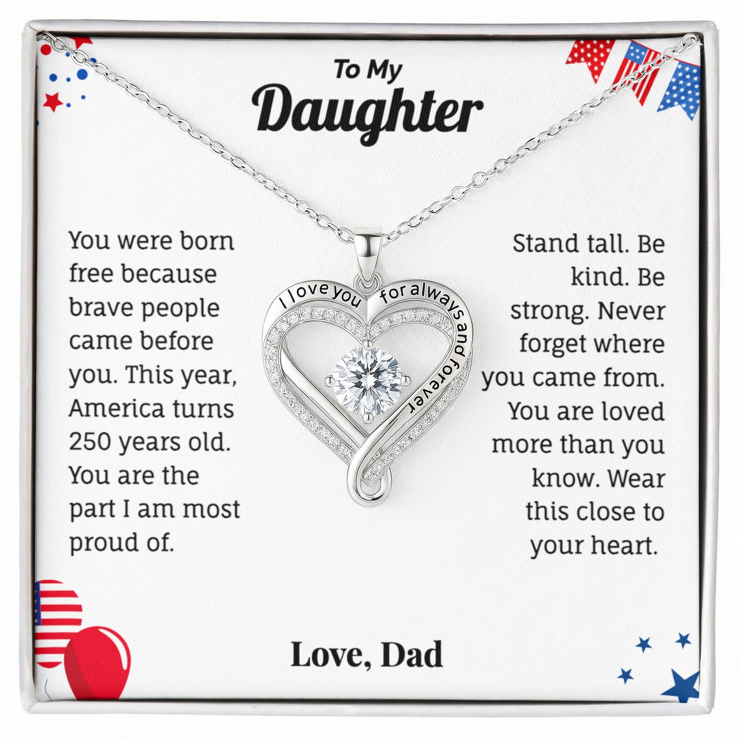 250th Anniversary Necklace Gift for Daughter.