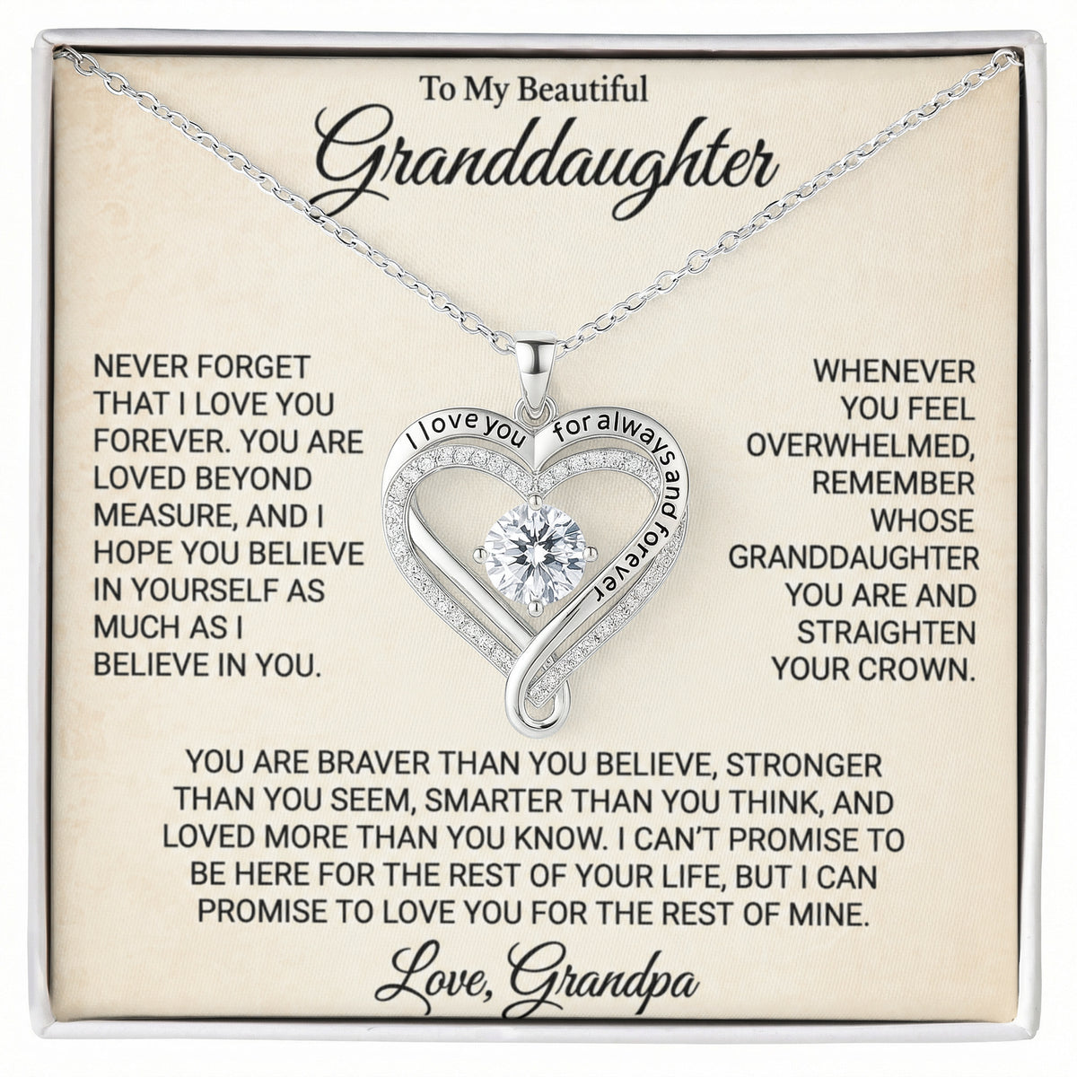 To My Granddaughtear, Love You Always Necklace,